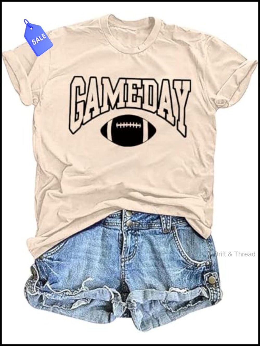 Game Day Football Shirt Women's Crewneck Tee Short Sleeve Graphic Top